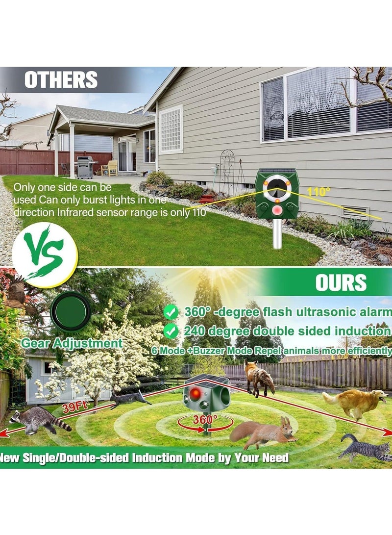 Captaintech Ultrasonic Animal Repellent Solar Powered, Waterproof Outdoor Animal Repeller Deterrent with PIR Motion Sensor & Flashing Light, Outdoor Repellent Device - Image 5