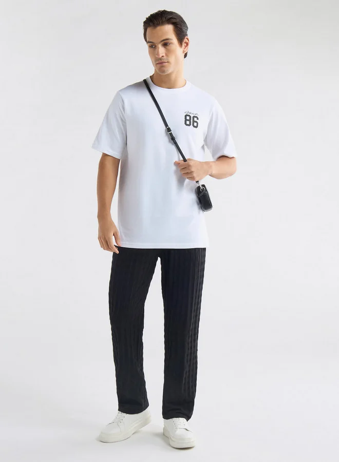 Splash FAV Graphic Print T-shirt with Crew Neck and Short Sleeves