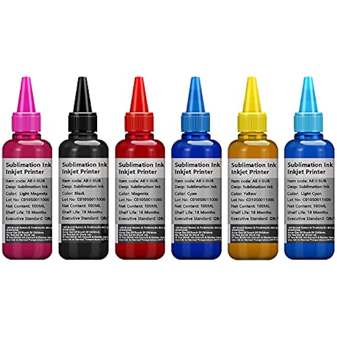 6X100ML BOTTTLE SUBLIMATION INK WORKS WITH STYLUS PHOTO 1400 PX700W PX800FW P50 PX830FWD ARTISAN 1430 600 700 800 710 810 837 PRINTERS - Image 2