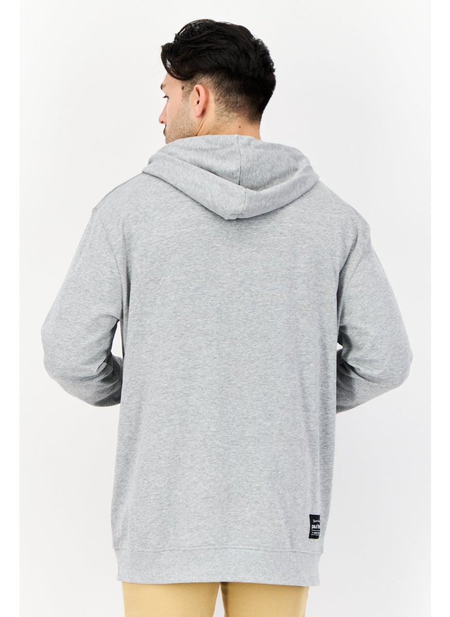 Paul Frank - Men Printed Long Sleeves Full Zip Hoodie, Light Grey - Image 1