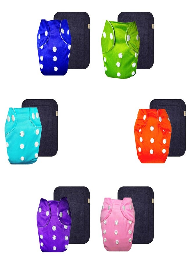 Dumbledo Lite Cloth Diaper with Black Insert (Pack of 6) | Dry Feel and Comfortable | 6-Layer Absorbent Pad | Adjustable Snaps | Ideal for Toddlers | 3 Months - 2 Years | Unisex Baby - Image 1