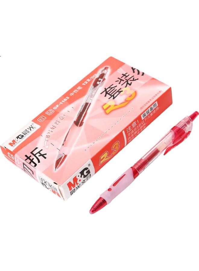 M.G Chenguang (M&G) 0.5Mm Red Gel Pen, Retractable Bullet Tip, Signature Pen, Office Pen, Gp1163C, Red, 12 Pcs (1 Eraser Included) - Image 1