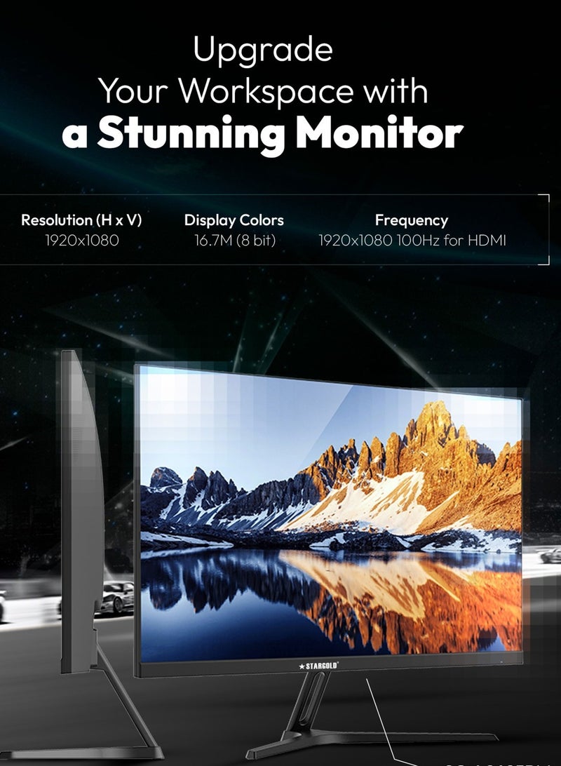 Stargold 24" LED Monitor Full HD IPS Display, Frameless, Flicker-Free, Anti-Blue Light, Anti-Glare Coating, HDMI and VGA, Eye Protection, Full HD Resolution 1920x1080, SG-L2425BM - Image 3