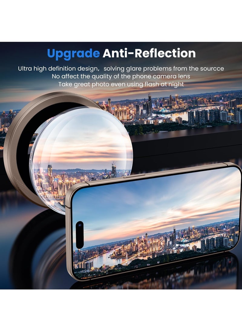 واقي عدسة الكاميرا لهاتف iPhone 16 Pro/iPhone 16 Pro Max، مقاوم للكسر، حلقة من سبائك الألومنيوم فائقة النحافة، غشاء واقي لعدسة الكاميرا، (تيتانيوم ذهبي)
