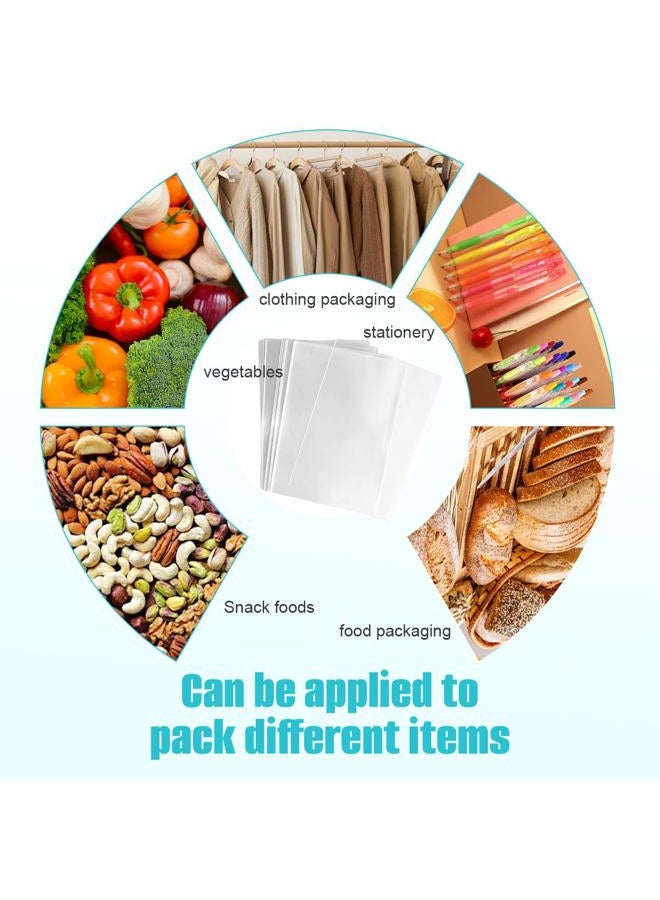 TOPWEL 100x Clear Flat Cello/Cellophane Treat Bag 6x8 inch(1.2mil) Gift Basket Supplies - Image 3