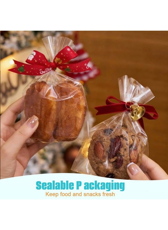 TOPWEL 100x Clear Flat Cello/Cellophane Treat Bag 6x8 inch(1.2mil) Gift Basket Supplies - Image 5