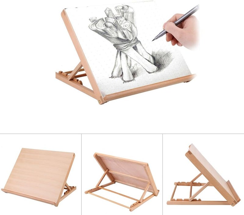 klarako Wood Table Sketchbox Easel, Adjustable Wood Desk Table Easel Box A2 Artist Drawing & Sketching Board 19.2 x 16.5 x 2.5in - Image 5