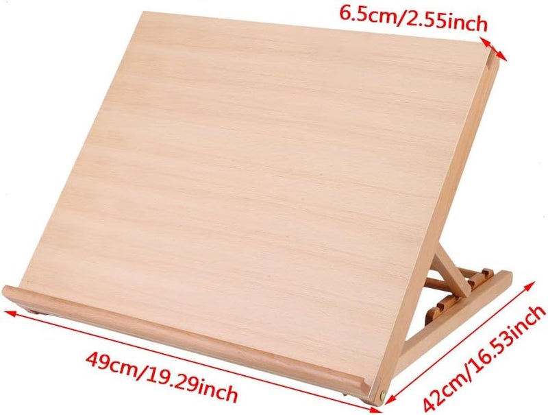 klarako Wood Table Sketchbox Easel, Adjustable Wood Desk Table Easel Box A2 Artist Drawing & Sketching Board 19.2 x 16.5 x 2.5in - Image 3