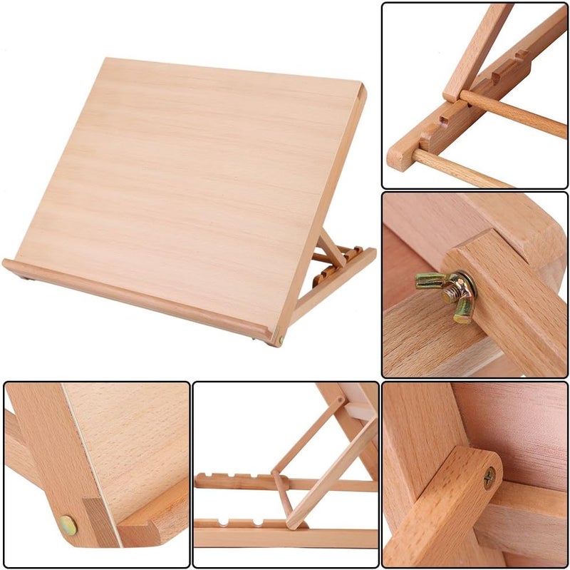 klarako Wood Table Sketchbox Easel, Adjustable Wood Desk Table Easel Box A2 Artist Drawing & Sketching Board 19.2 x 16.5 x 2.5in - Image 4