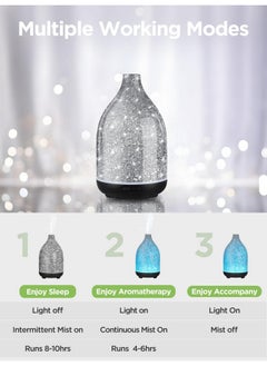 InnoGear Oil Diffuser Aromatherapy Diffuser For Essential Oils 150Ml Scent Diffuser Ultrasonic Cool Mist Humidifier With 2 Mist Modes 7 Color Lights Waterless Auto Off For Room Office Shiny Silver  - Image 2