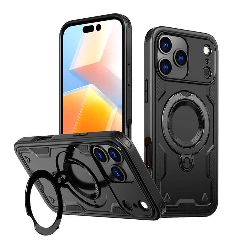 MagSafe Drop Protection TPU + PC Case for iphone12promax 13promax with Kickstand and 360° Rotation in Rose Gold - Image 2