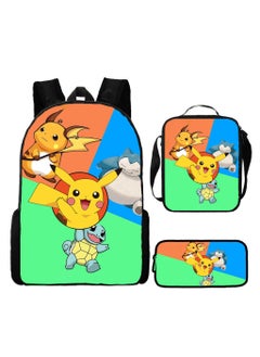 Pikachu New Cartoon Anime Student Backpack Three-Piece Set 29*42*16cm 