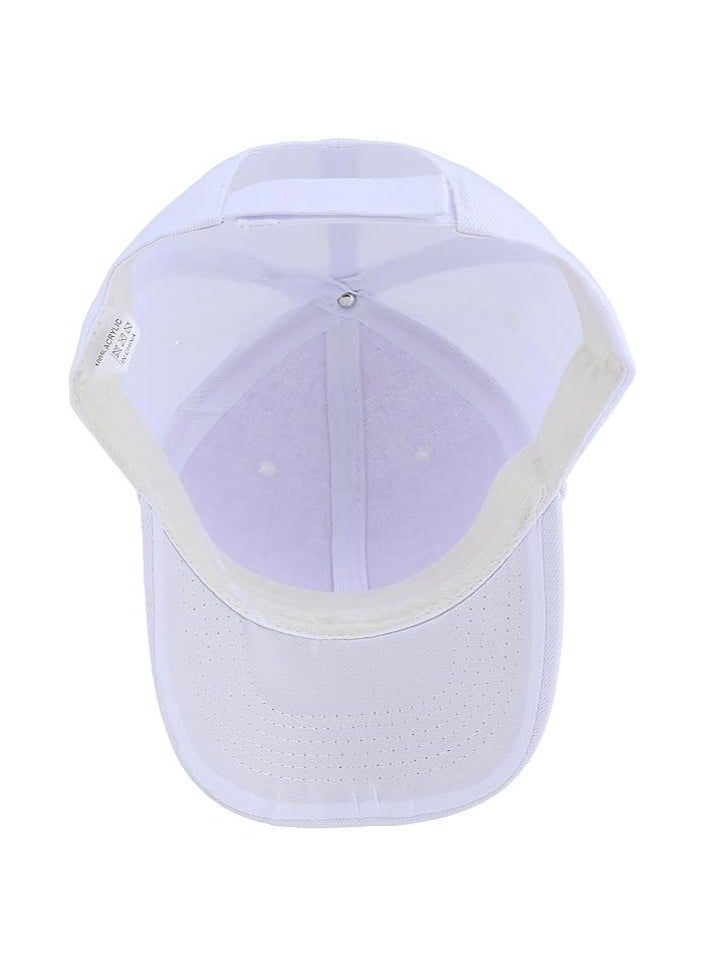 Sports baseball cap cap with back closure, casual summer, unisex, solid color, multi-colored, one size -White