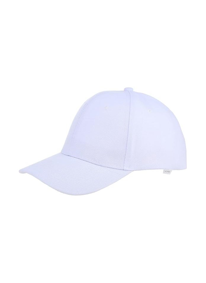 Sports baseball cap cap with back closure, casual summer, unisex, solid color, multi-colored, one size -White