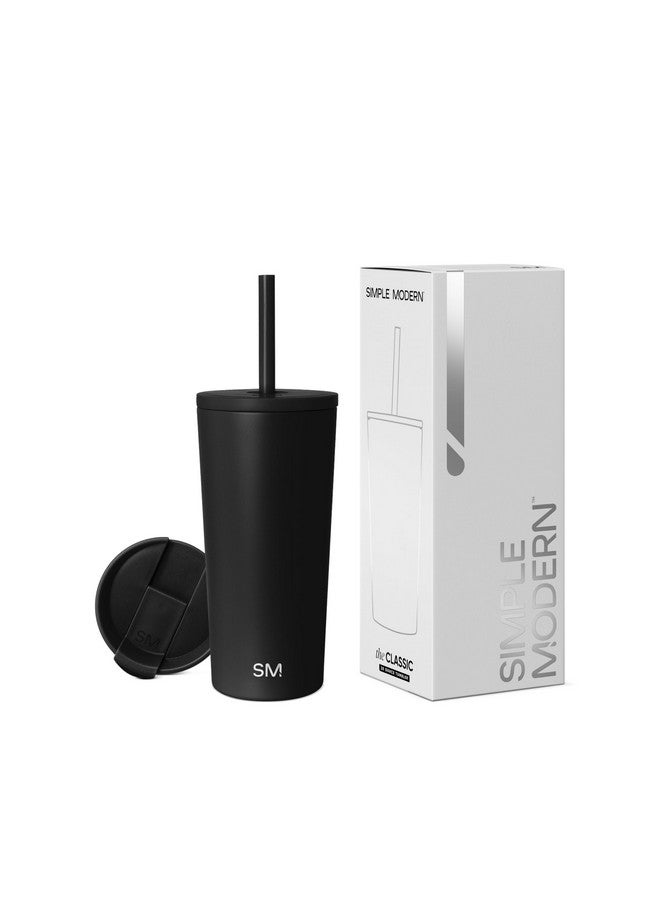 Simple Modern Simple Modern Insulated Tumbler with Lid and Straw | Iced Coffee Cup Reusable Stainless Steel Water Bottle Travel Mug | Gifts for Women Men Her Him | Classic Collection | 20oz | Midnight Black - Image 1
