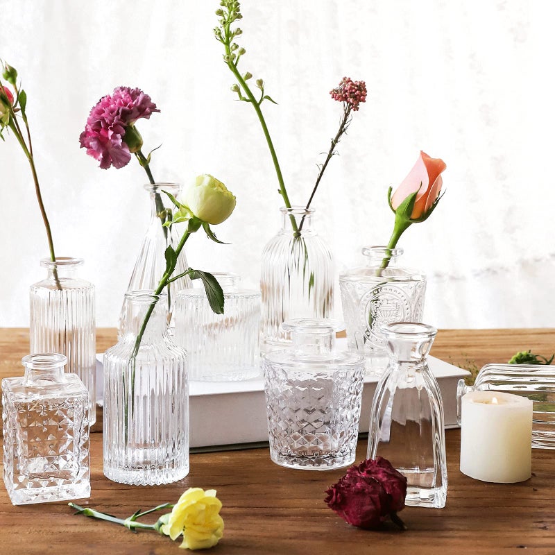 QLOFEI Glass Bud Vases -Set of 20 for Flowers, Small Clear Bud Vases in Bulk for Centerpieces Home Decor, Mini Glass Assorted for Rustic Wedding Floral Arrangements Home Table Decorations - Image 3