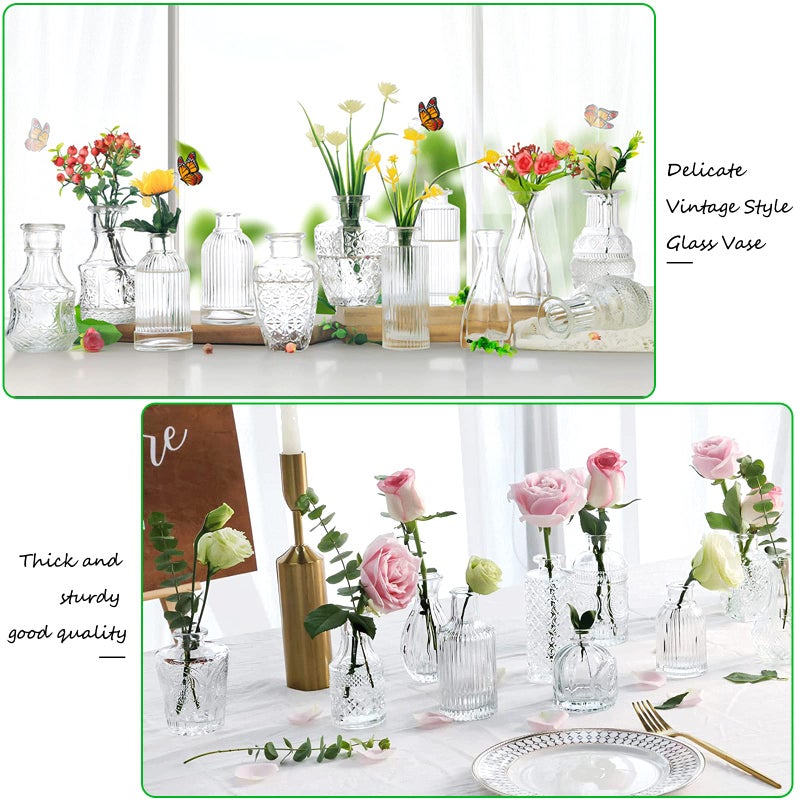 QLOFEI Glass Bud Vases -Set of 20 for Flowers, Small Clear Bud Vases in Bulk for Centerpieces Home Decor, Mini Glass Assorted for Rustic Wedding Floral Arrangements Home Table Decorations - Image 4