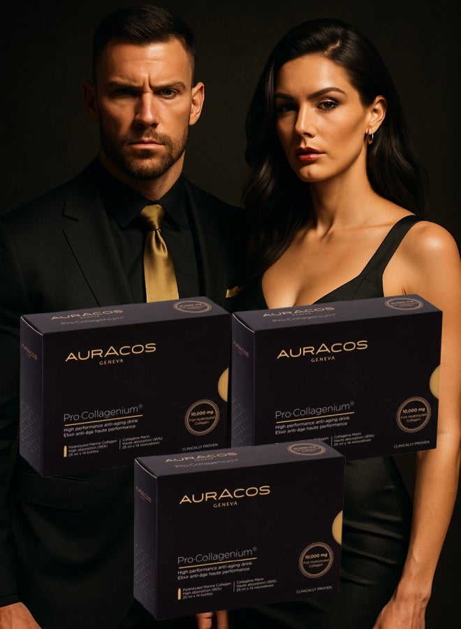 Auracos 3 Pieces Pack of 14 Pro Collagenium High Performance Anti Aging Drink - Image 1