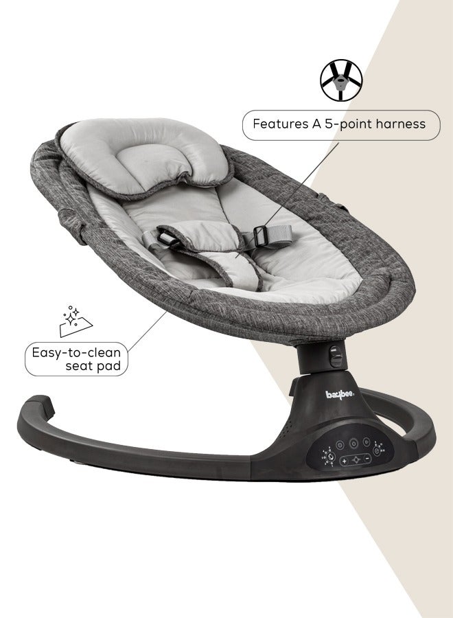BAYBEE Premium Remote Automatic Electric Baby Swing Chair Cradle  With 5 Adjustable Swing Speed, Soothing Vibrations, Music, Mosquito Net, Safety Belt And Toys, Dark Grey  - Image 4
