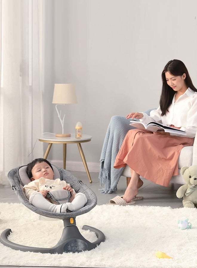 BAYBEE Premium Remote Automatic Electric Baby Swing Chair Cradle  With 5 Adjustable Swing Speed, Soothing Vibrations, Music, Mosquito Net, Safety Belt And Toys, Dark Grey  - Image 2