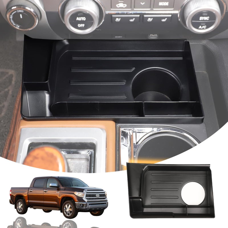 LLKUANG Center Console Organizer Tray ABS Black Multifunction Storage Box Fit for Toyota Tundra 20142021 Insert Car Phone Tray Storage Accessories