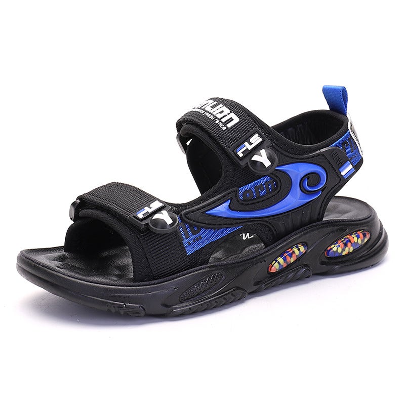 Boys' Sandals 8-12 Years Old 2024 Non-Slip Velcro Kidsren'S Beach Shoes Boys Middle And Large Kidsren - Image 1