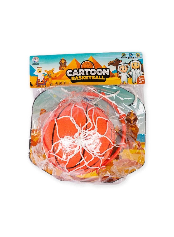 RATNA's Cartoon Basketball Egypt Indoor Set Along with Ball for Kids to Play, Multi Color - Image 3