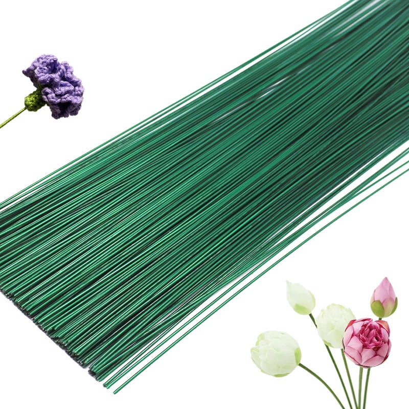 Hamiggaa 200 Pcs Floral Flower Stem Wire,16 Inch 22 Gauge Floral Stems,Green Crafting Floral Stem for Flower Arrangements DIY,Bouquent Stem Wrapping and Crafts - Image 1