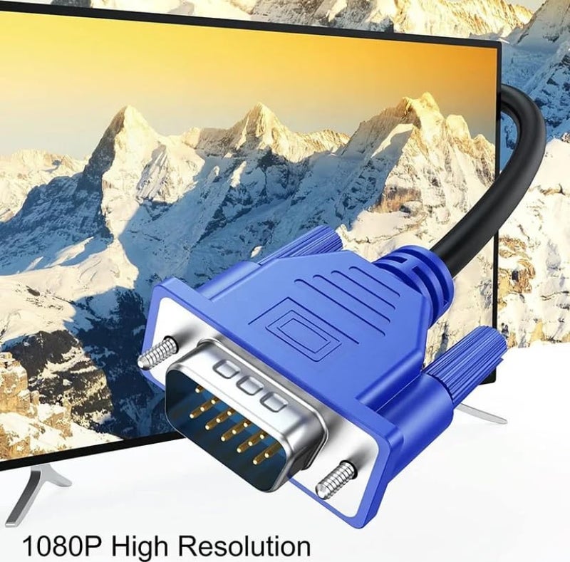 WiredCom Vga To Vga Cable 1.5 M Support Pc,Monitor,Lcd,Led,Plasma,Projector,Tft, Black - Image 3