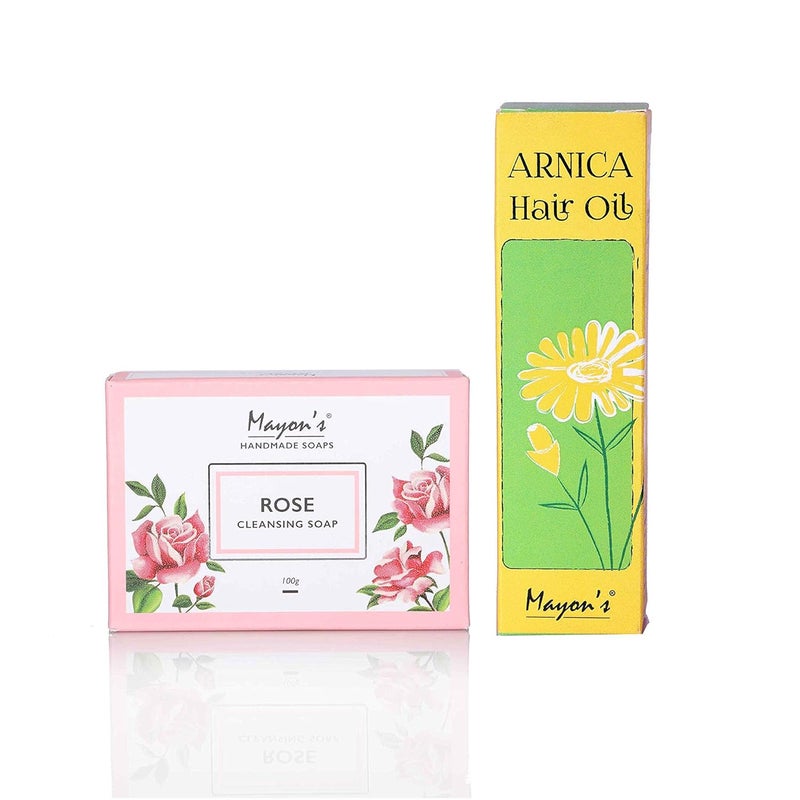 Mayon's Mayons Pharma Handmade Rose Moisturizing Cleansing Soap100gm  Mayons Pharma Arnica Hair Oil100ml  - Image 1