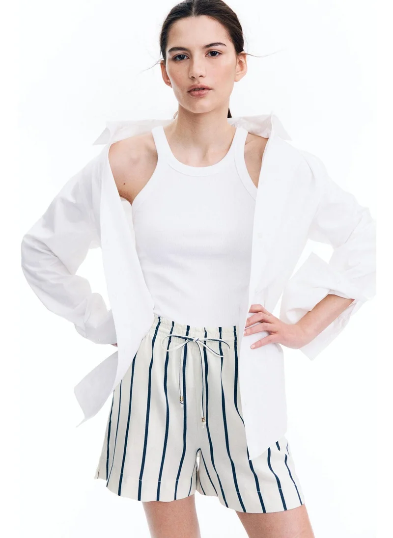 H&M Linen-blend drawstring shorts