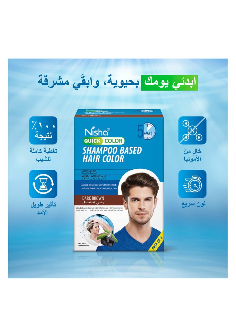 Nisha shampoo Hair Color Dye, 100% Grey Coverage, 160 ml, Dark Brown - Image 2