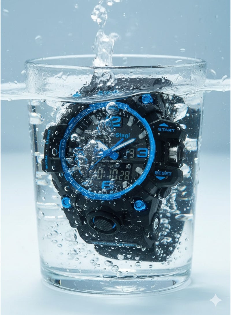 Stagi Water Resistant Resin Analog-Digital Watch ST1155 - Image 4