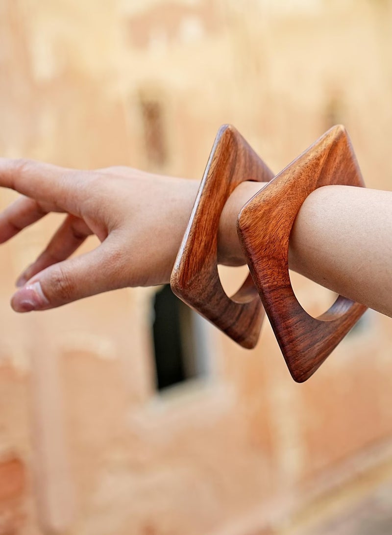 Ready For Chai Wooden Bangle 1 – Natural Polished Finish, Lightweight & Elegant Traditional Accessory for Women - Image 3