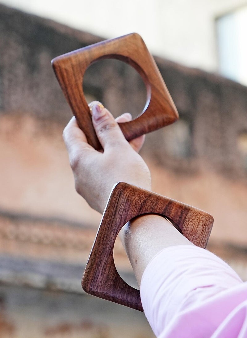 Ready For Chai Wooden Bangle 1 – Natural Polished Finish, Lightweight & Elegant Traditional Accessory for Women - Image 2