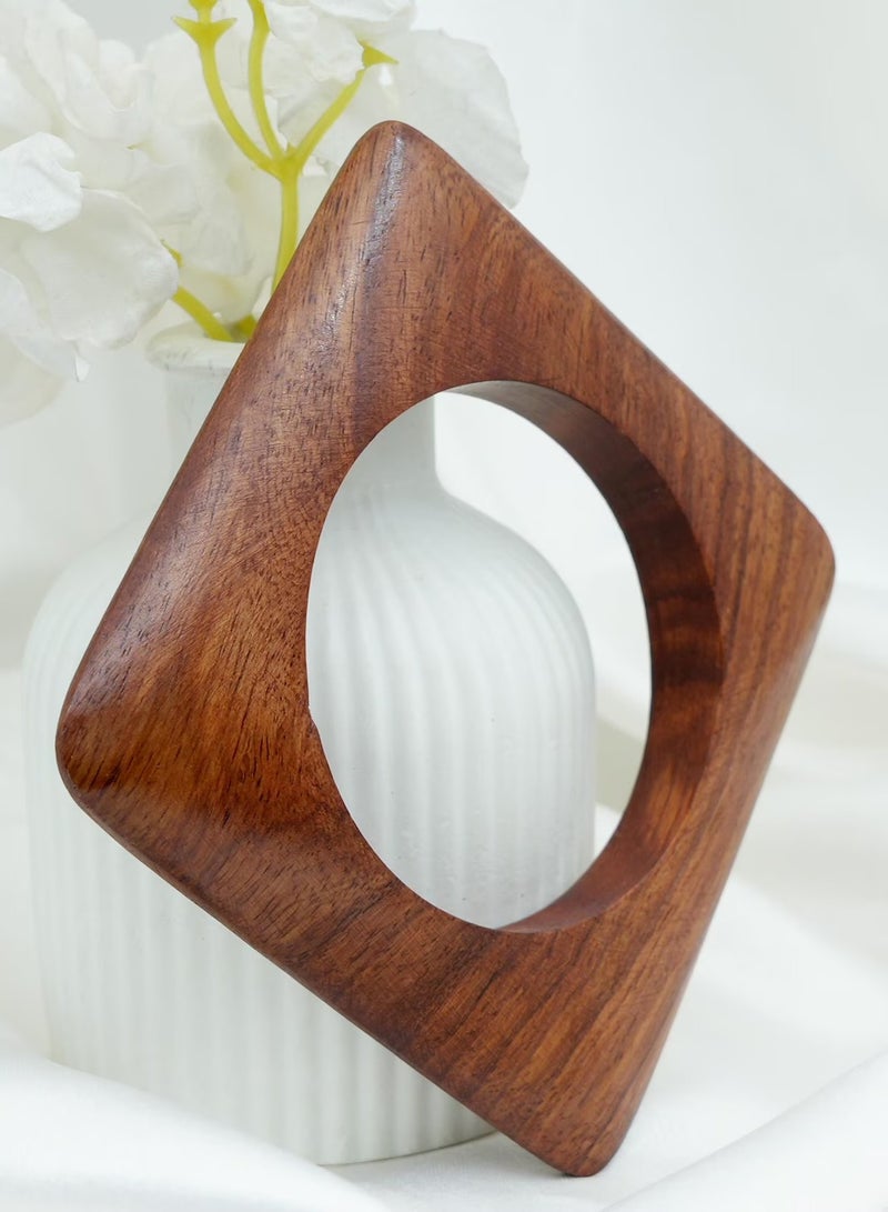 Ready For Chai Wooden Bangle 1 – Natural Polished Finish, Lightweight & Elegant Traditional Accessory for Women - Image 1