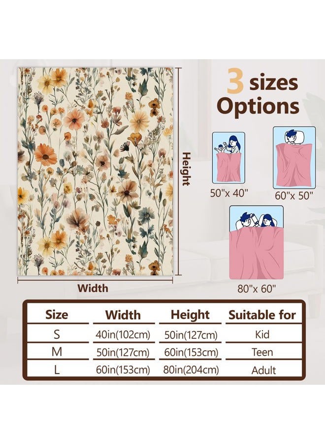 Snowmolle Rustic Floral Sofa Throw Blankets,Retro Farmhouse Flower Soft Cozy Fuzzy Lightweight Travel Blanket,Flannel Fleece Fall Throw Blanket for Couch,Bed,Camping,Movie Nights,Watching TV 50 X 60 Inch - Image 2