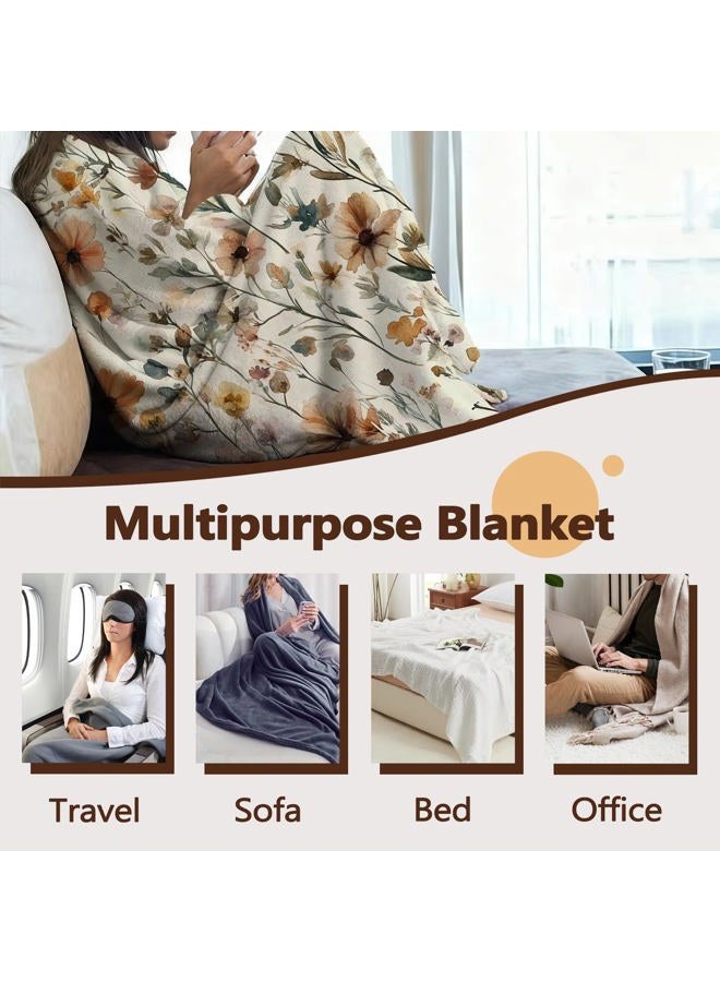 Snowmolle Rustic Floral Sofa Throw Blankets,Retro Farmhouse Flower Soft Cozy Fuzzy Lightweight Travel Blanket,Flannel Fleece Fall Throw Blanket for Couch,Bed,Camping,Movie Nights,Watching TV 50 X 60 Inch - Image 4