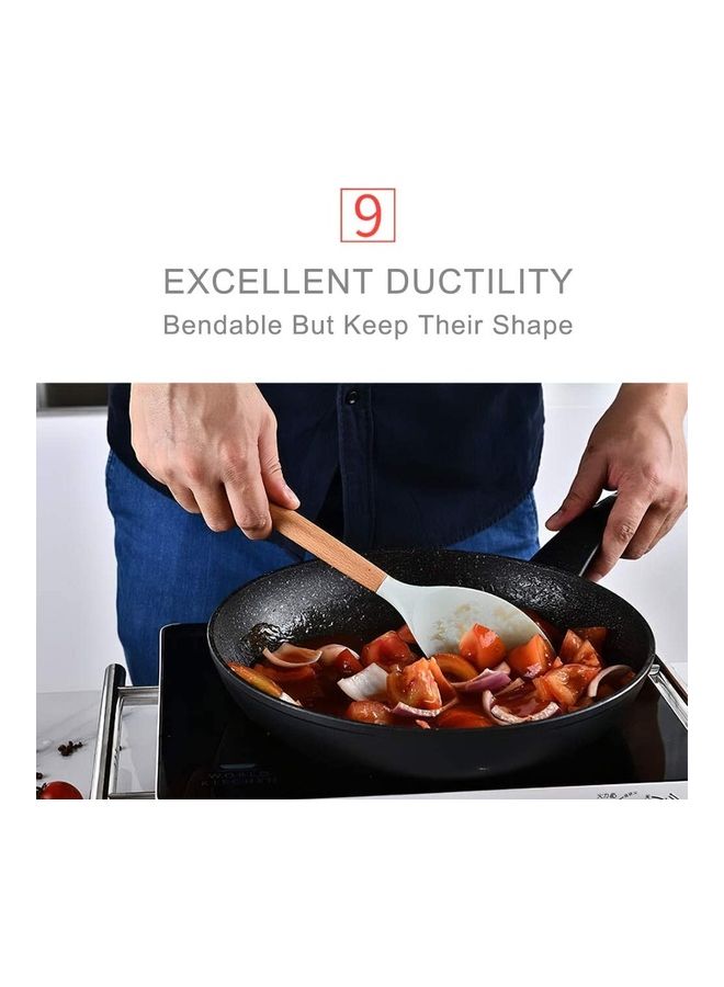 إسكدنيا طقم أدوات طبخ من السيليكون مع حامل - من 11 قطعة أخضر / بني One Size - Image 5