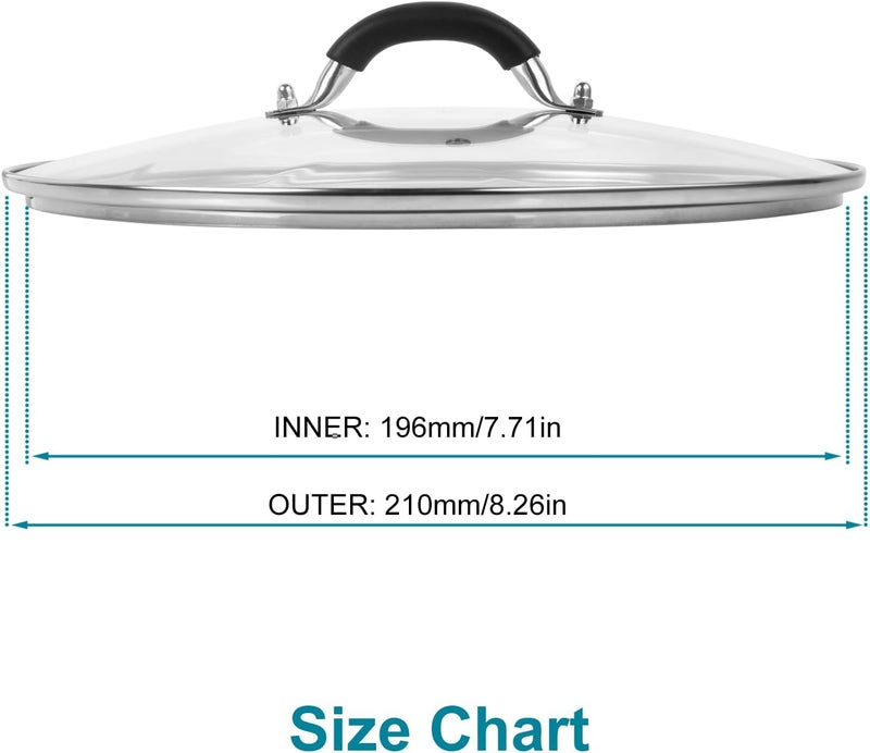 Allwin 8 Inch Pan Lid - Glass Lid with Stainless Steel Handle for Frying Pan and Pots (8" Lid) - Image 2