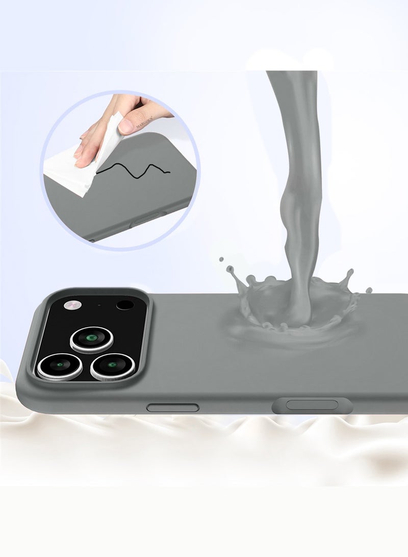 CATANES Silicone Protective Phone Case for iPhone 17 Pro Max - Soft Anti-Scratch Microfiber Lining Ultra Slim Drop Protection Phone Cover - Light Grey - Image 3