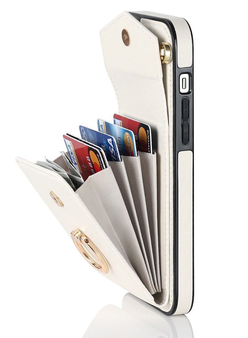 Suteni Ring Buckle Back Cover Card Slots Leather Phone Case for Samsung  - Image 2