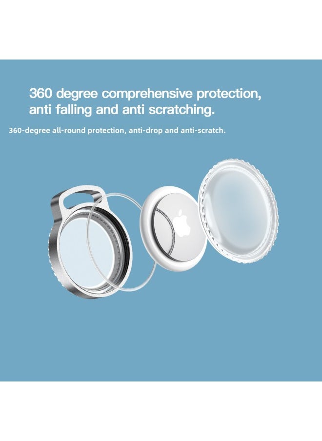 Generic - Metal Aluminum Alloy Waterproof IP68 AirTag Tracker Protective Case Anti-Fall Simple Style Transparent Shell For Apple AirTag-Color:Titanium Through Black-Applicable Model:Private Mold ~ Metal Locator - Image 1