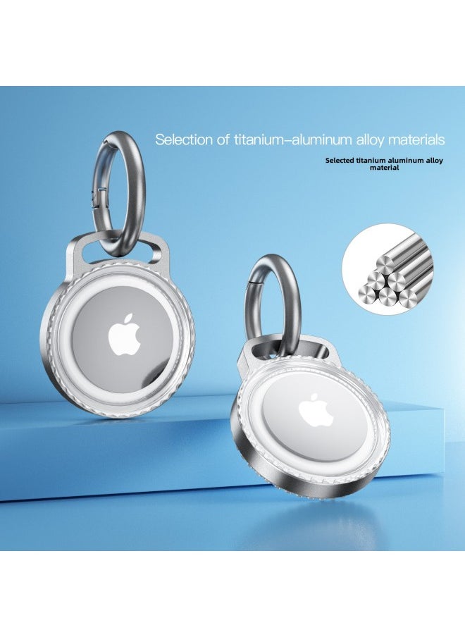Generic - Metal Aluminum Alloy Waterproof IP68 AirTag Tracker Protective Case Anti-Fall Simple Style Transparent Shell For Apple AirTag-Color:Titanium Through Black-Applicable Model:Private Mold ~ Metal Locator - Image 1