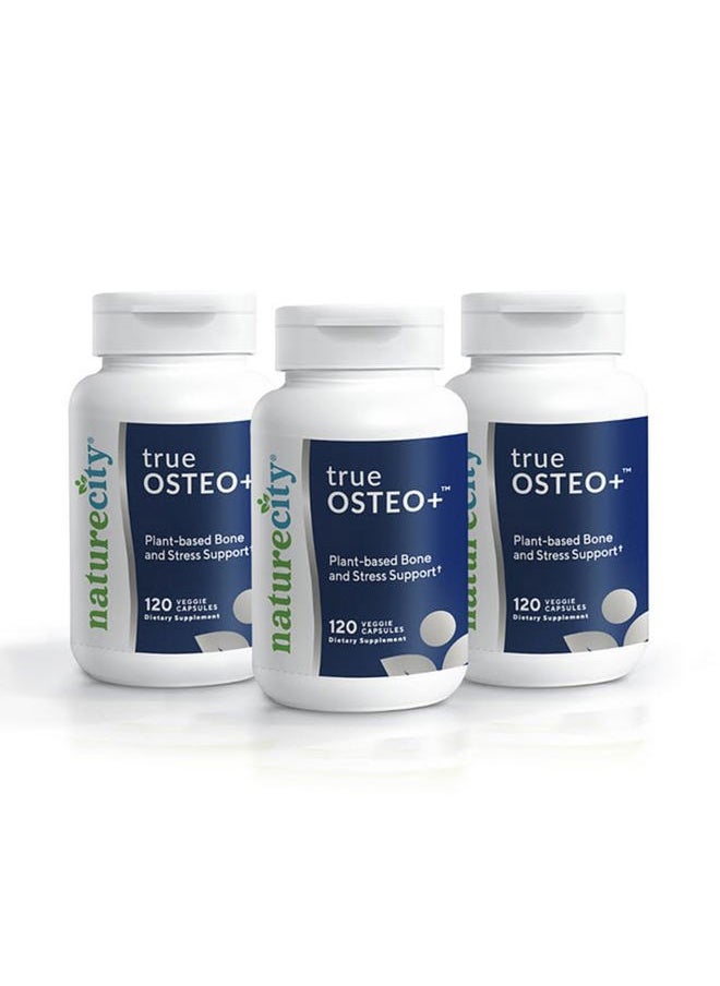 NatureCity True-Osteo+ for Bone Strength & Density | Plant Based Calcium Supplement with Organic AlgaeCal Calcium & Magnesium, Vitamin D3, K2, Silicon & Stress Support | 360 Veggie Capsules  - Image 1