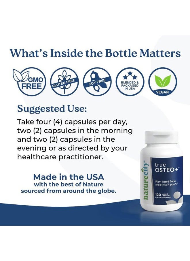 NatureCity True-Osteo+ for Bone Strength & Density | Plant Based Calcium Supplement with Organic AlgaeCal Calcium & Magnesium, Vitamin D3, K2, Silicon & Stress Support | 360 Veggie Capsules  - Image 3