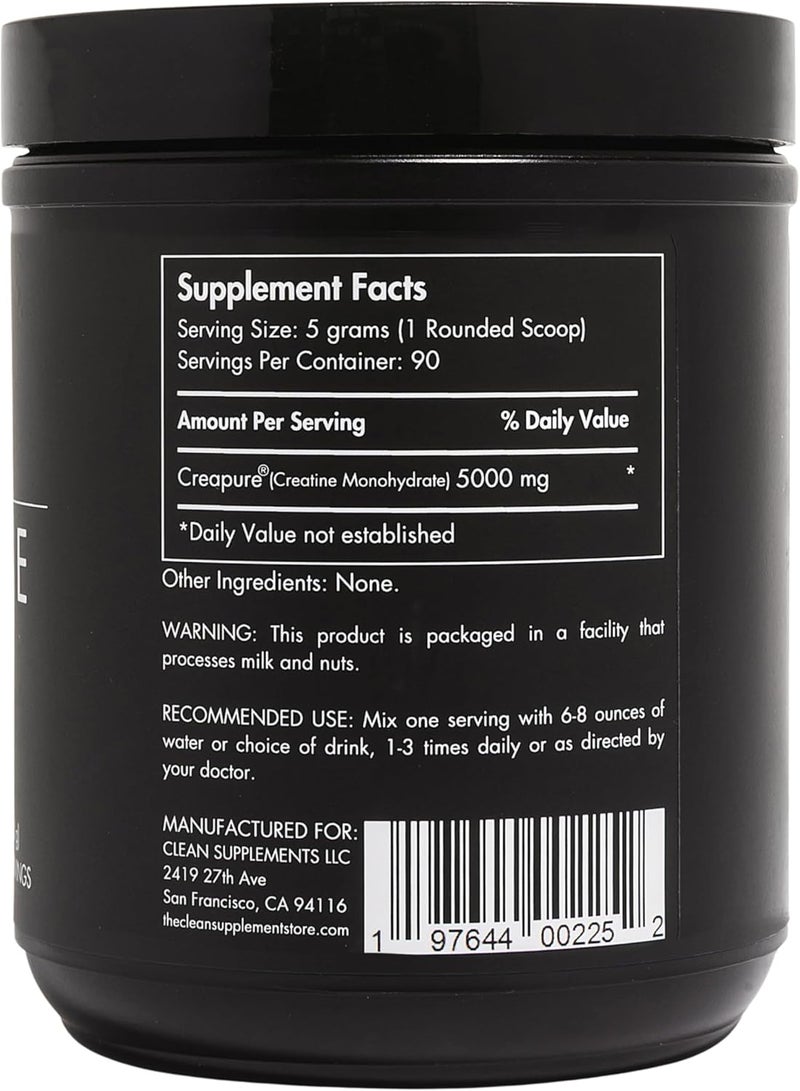 Clean كرياتين نقي 100 كرياتين مونوهيدرات كريابور لصحة العضلات والأداء والدعم العقلي 450 جرام 90 حصة بدون نكهة نباتي كيتو وخالي من الغلوتين - Image 2