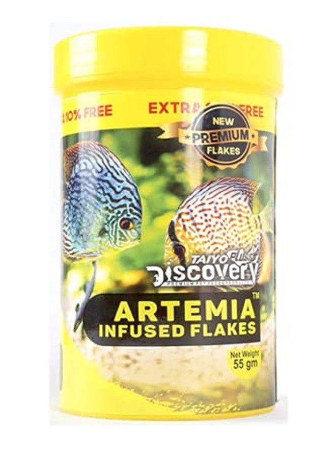 Aqualyf Pets Taiyo Pluss Discovery Artemia Flakes Fish Food 55g | Premium Food for Aquarium Fish | High Protein Nutrition for Tropical, Gold & Ornamental Fish - Image 1