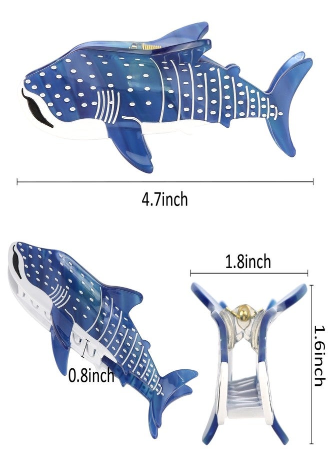 هابدو مشابك شعر على شكل حوت قرش أزرق داكن، مشبك شعر على شكل حيوان بحري لطيف من هابدو للنساء والفتيات، إكسسوارات شعر بحرية من الأسيتات، هدية - Image 2