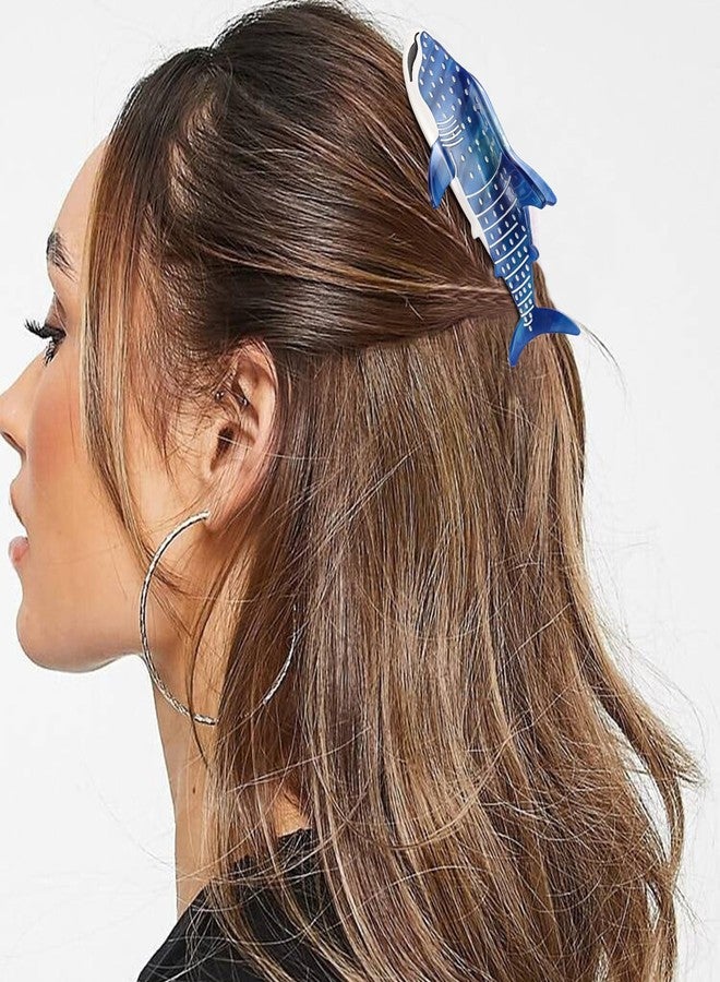 هابدو مشابك شعر على شكل حوت قرش أزرق داكن، مشبك شعر على شكل حيوان بحري لطيف من هابدو للنساء والفتيات، إكسسوارات شعر بحرية من الأسيتات، هدية - Image 3